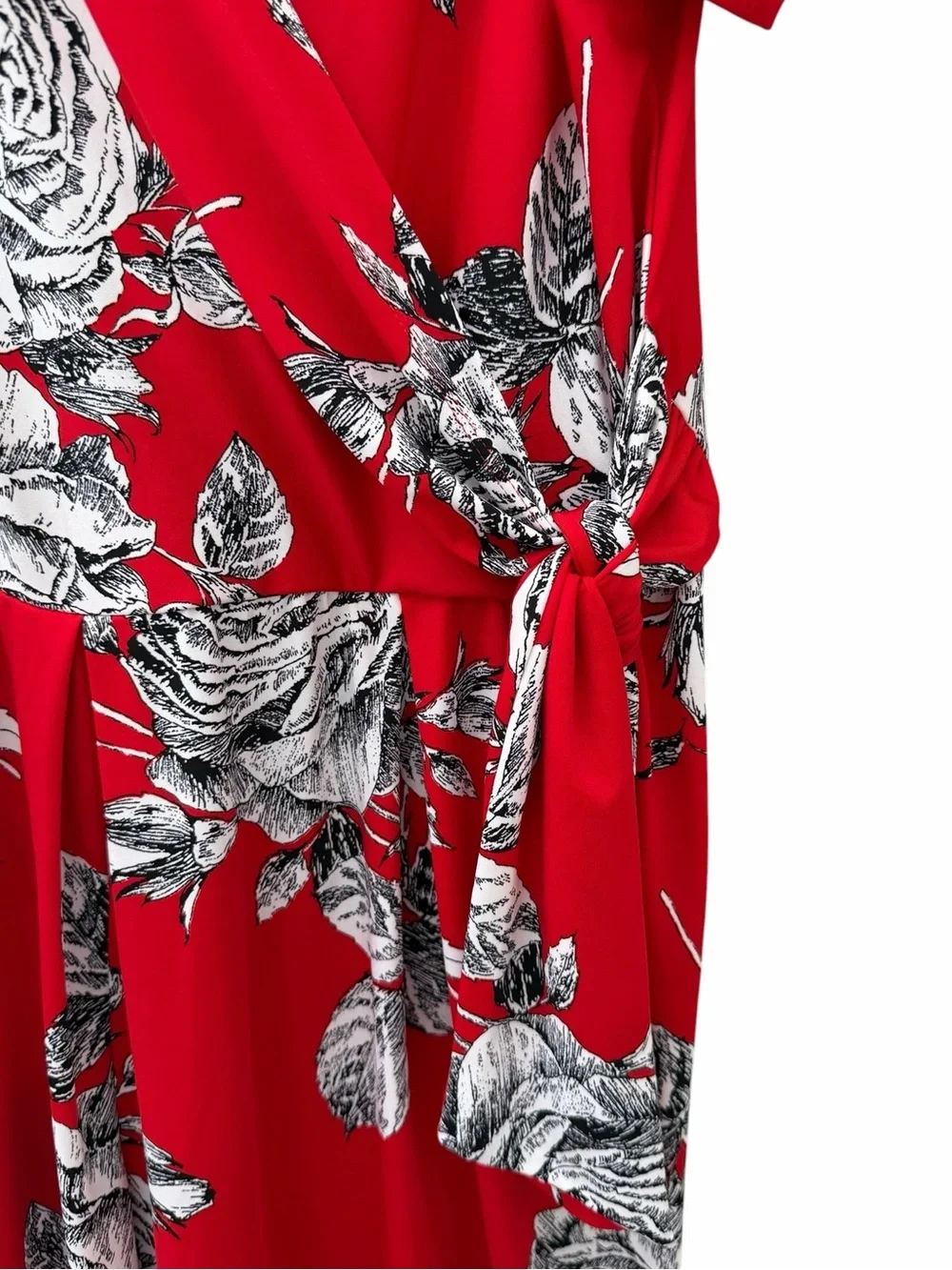 Shelby & Palmer Faux Wrap Romper Womens Sz 3X Red Black White Floral Surplice